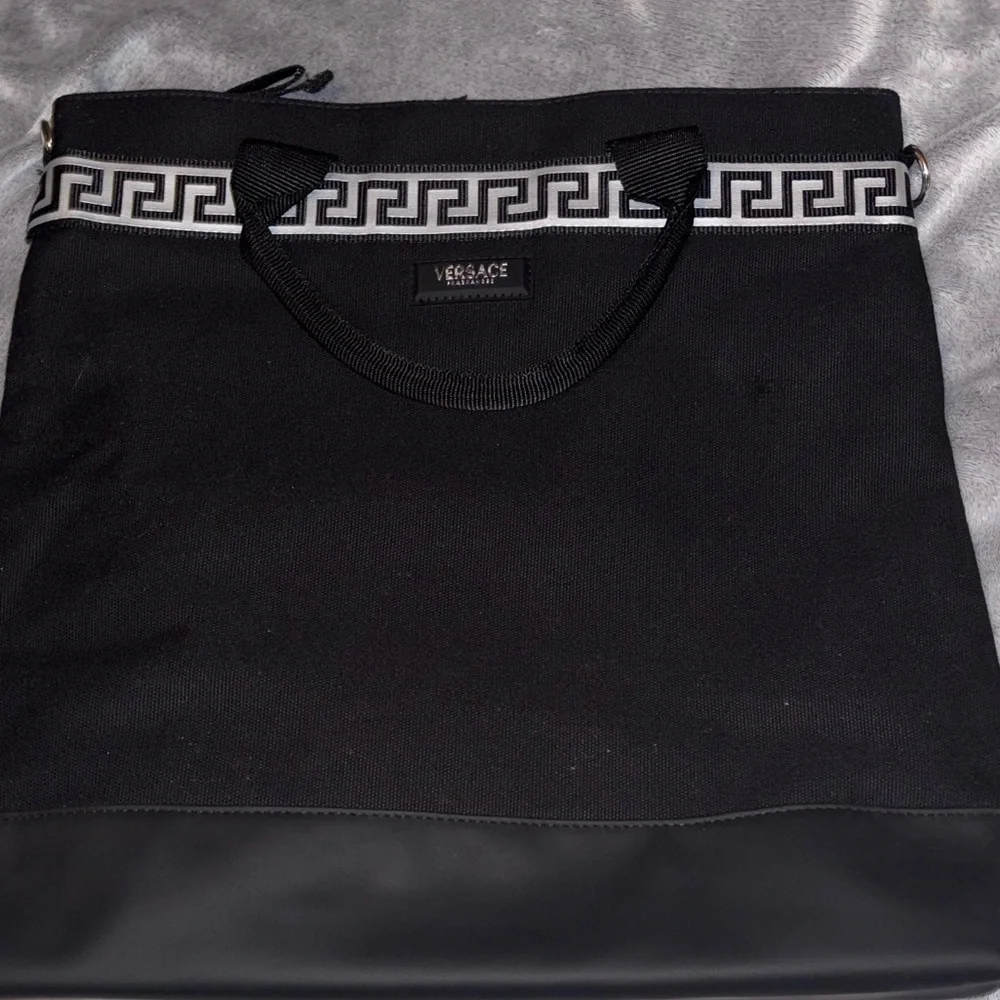 Versace Black and White Tote Bag with clip on strap included